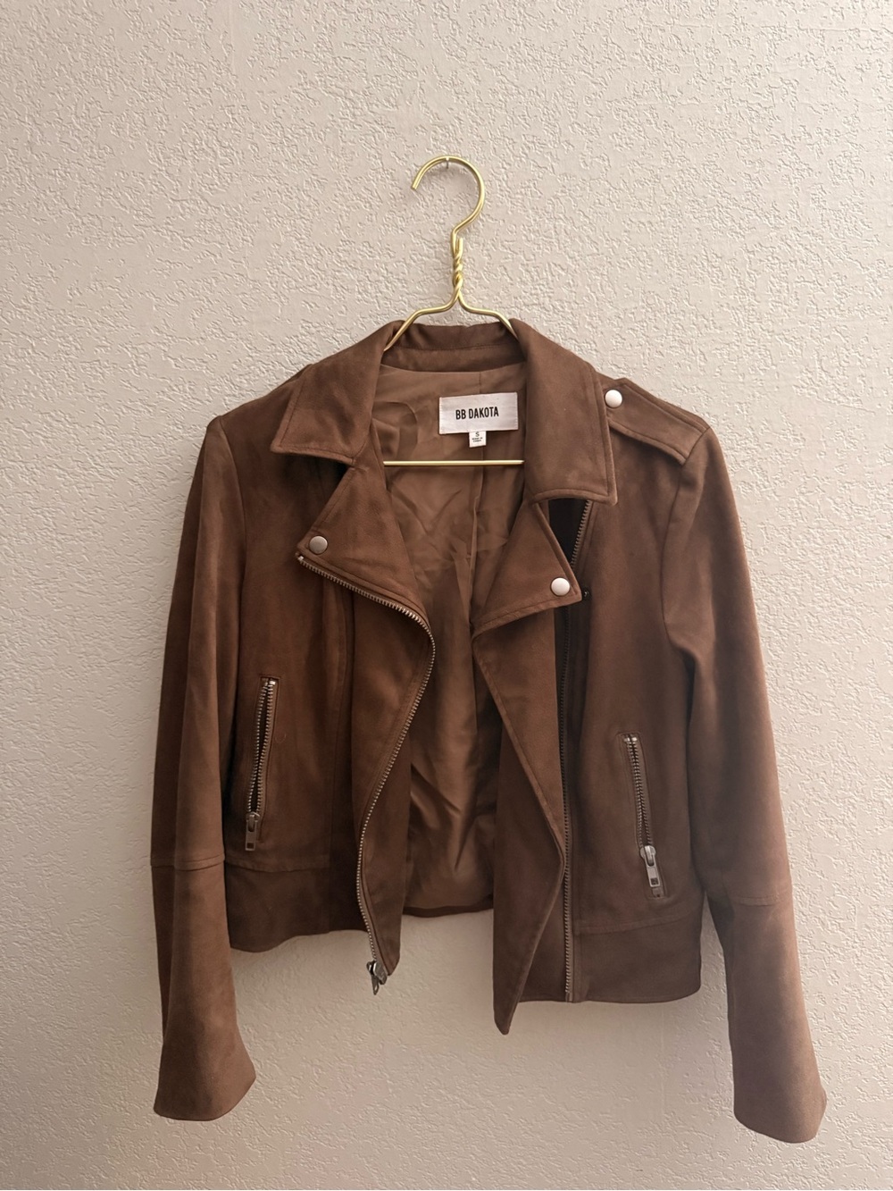 BB Dakota Brown Suede Moto Jacket
